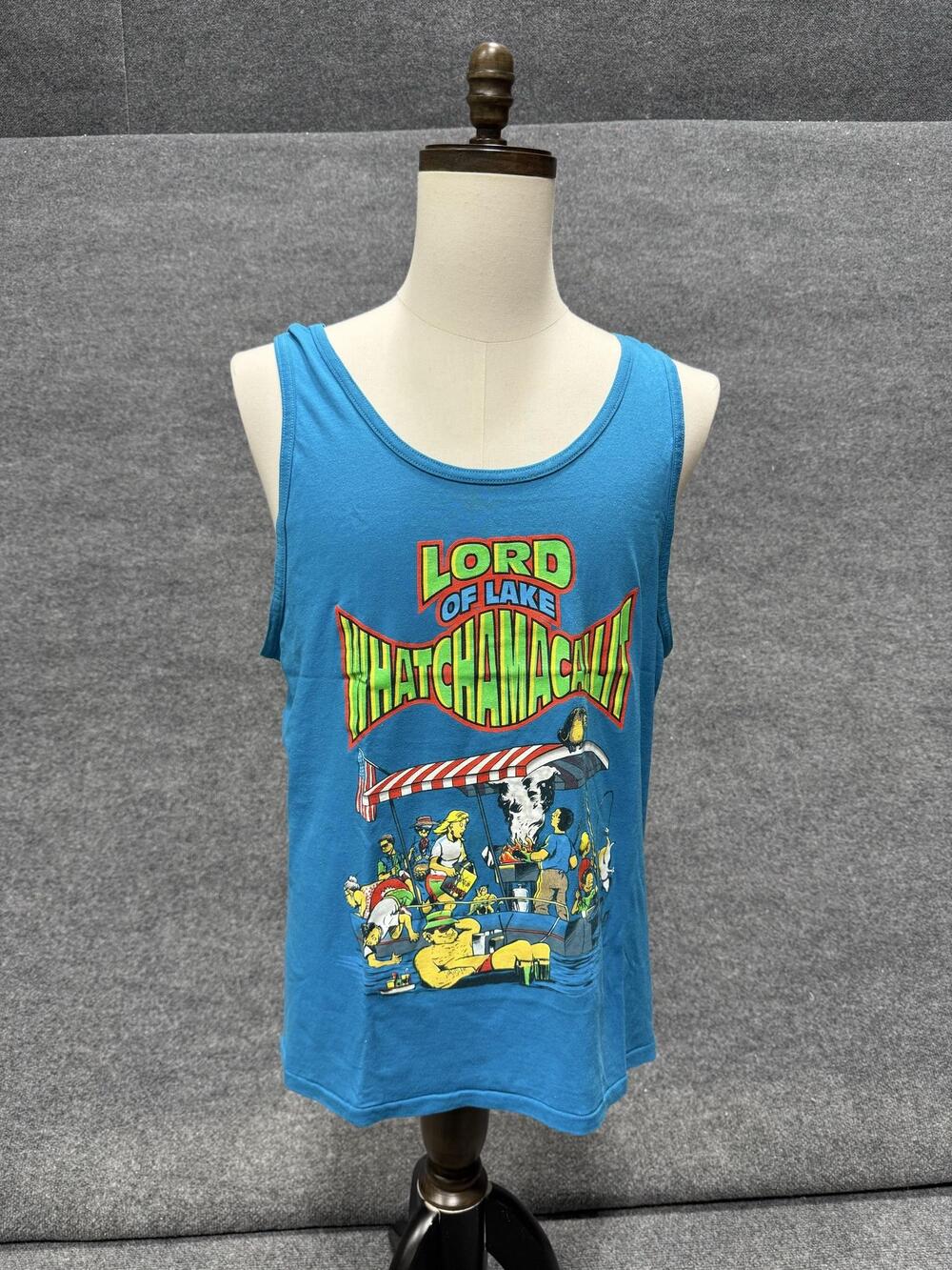 Vintage SSI Shirt Mens Large Blue Lord Of Lake Whatchamacallit Graphic Tank Top